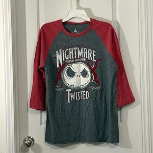 Nightmare Before Christmas Red and Gray Long Sleeve Tee
